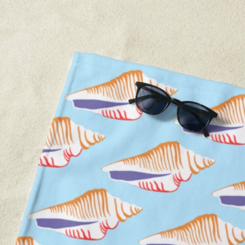 Seashells Simple Sea Ocean Pattern White Blue Beach Towel