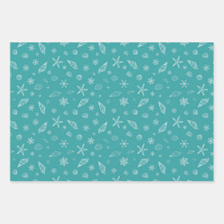 Seashells & Snowflakes with Sea Green Wrapping Paper Sheets
