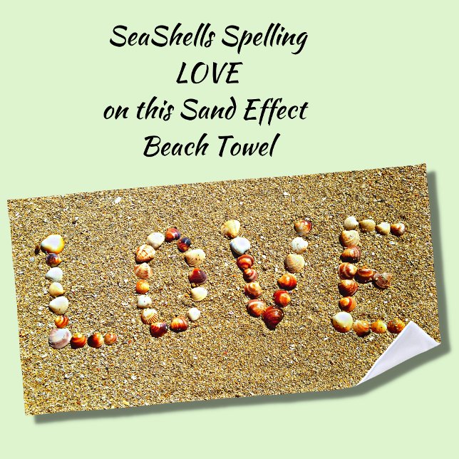 Seashells spell LOVE on Sand Effect       Beach Towel (Creator Uploaded)