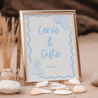 Seashells Squiggle Frame Soft Blue Cards & Gifts