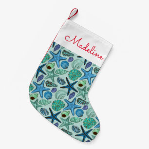 Seashells & Starfish Add Your Name Small Christmas Stocking