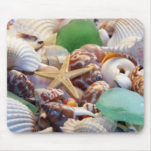 Seashells Starfish  Beach Glass Mousepad