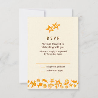 Seashells & Starfish Heart Summer Beach RSVP Card