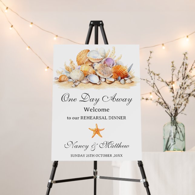 Seashells & Starfish Rehearsal Dinner Welcome Sign (In Situ (Stand))