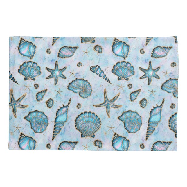 Seashells Starfish Watercolor Opal ID782 Pillow Case (Back)