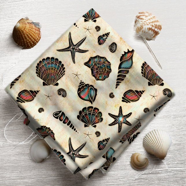 Seashells Starfish Watercolor Rainbow ID782 Fabric (Creator Uploaded)
