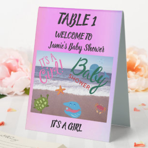 Seashells Starfish Wishes:A Baby Girl's Ocean Table Tent