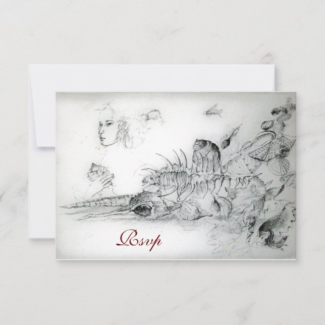 SEASHELLS SWEET 16 PARTY,Ruby Monogram Rsvp (Front)