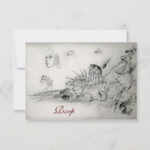 SEASHELLS SWEET SIXTEEN PARTY,Ruby Monogram Rsvp