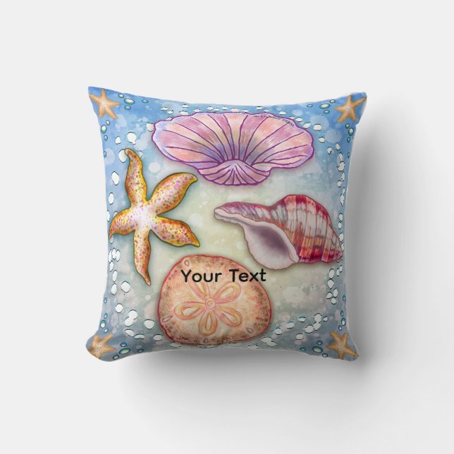 Seashells Throw Pillow (Front)