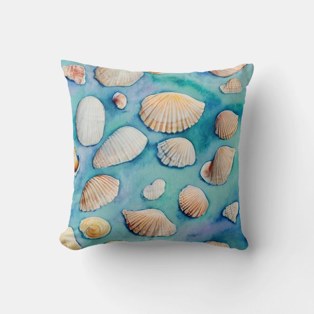 Seashells Throw Pillow (Front)