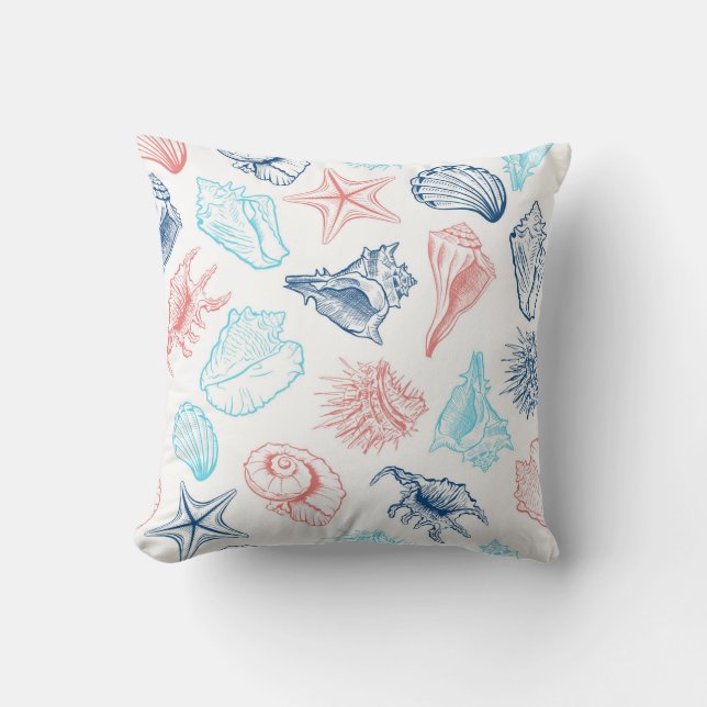 Seashells Throw Pillow (Front)
