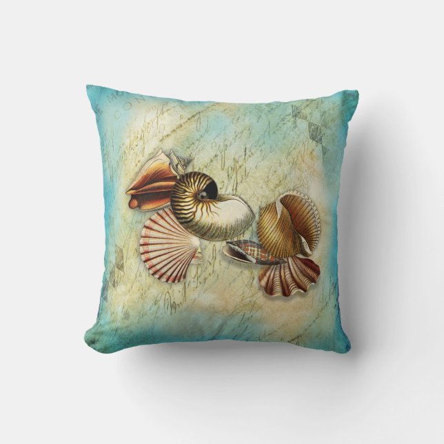 Seashells Throw Pillow (Front)
