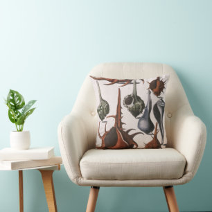 Seashells, Vintage Sea Shells, Ocean Marine Life Throw Pillow