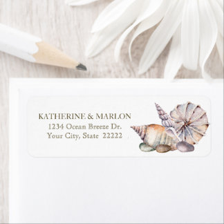 Seashells Watercolor Nautical Return Address Label
