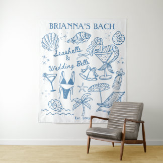 Seashells wedding bells bachelorette backdrop