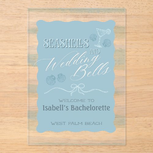 Seashells &amp; Wedding Bells Bachelorette Itinerary  Acrylic Invitations