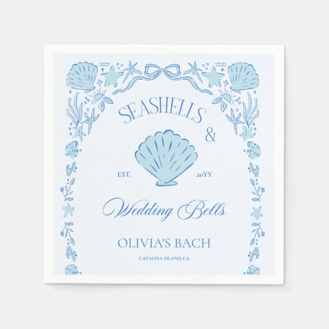 Seashells & Wedding Bells Bachelorette Napkins (Front)