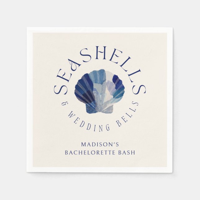 Seashells Wedding Bells Bachelorette Party Napkins (Front)
