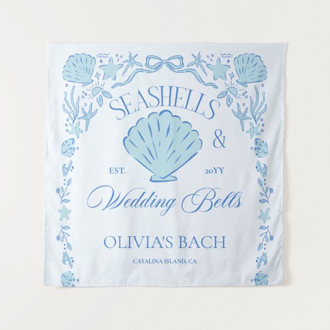 Seashells & Wedding Bells Bachelorette Tapestry (Front)