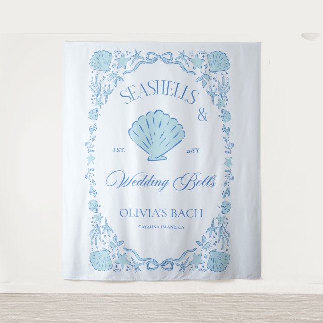 Seashells & Wedding Bells Bachelorette Tapestry (Front)