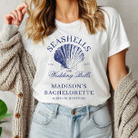 Seashells & Wedding Bells Bachelorette Tri-Blend Shirt<br><div class="desc">Get ready to celebrate the bride-to-be with an unforgettable weekend by the sea! Introducing our "Seashells and Wedding Bells" bachelorette weekend design, created to make every moment of your celebration as special as the bride herself. This elegant collection features a vintage inspired navy blue hand drawn illustration of a seashell...</div>