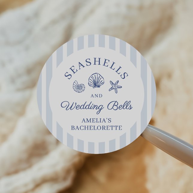 Seashells & Wedding Bells Bachelorette Weekend Classic Round Sticker (Creator Uploaded)