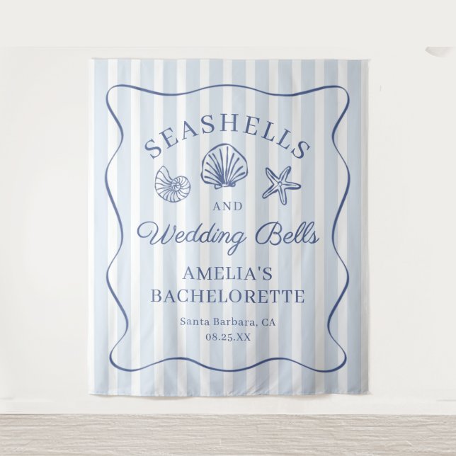 Seashells & Wedding Bells Bachelorette Weekend Tapestry (Front)