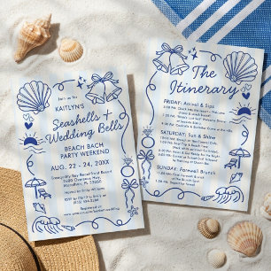 Seashells & Wedding Bells Beach Bachelorette Party Invitation