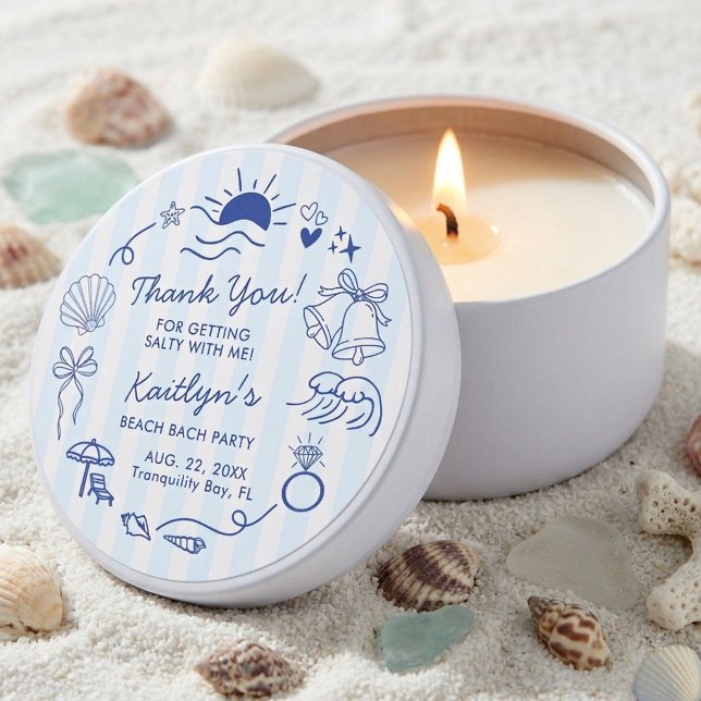 Seashells & Wedding Bells Beach Bachelorette Party Mini Candle Favors (Creator Uploaded)