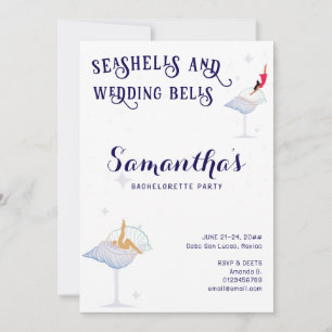 Seashells Wedding Bells Beach Cruise Bachelorette Invitation