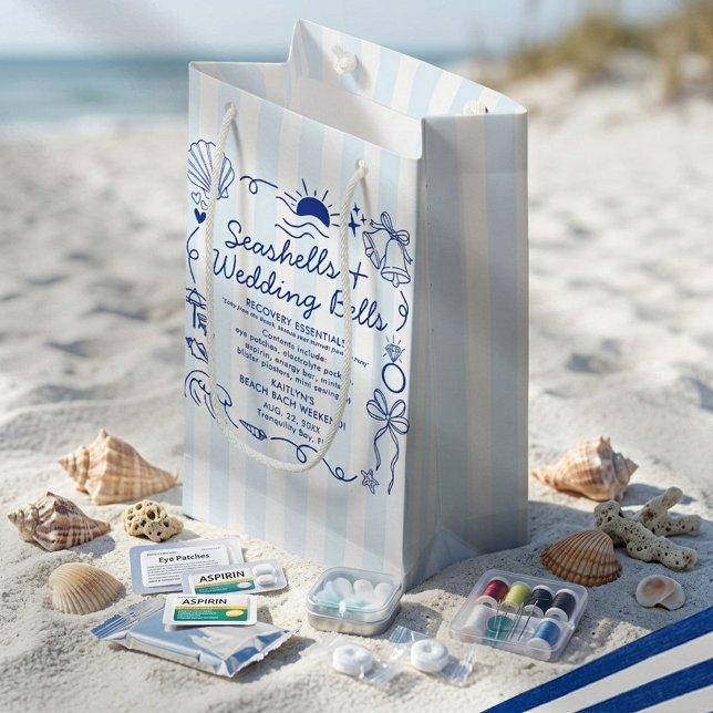 Seashells & Wedding Bells Beach Party Recovery Kit Small Gift Bag (Creator Uploaded)