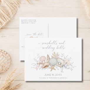 Seashells & Wedding Bells Beach Save the Date Announcement Postcard
