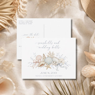 Seashells & Wedding Bells Beach Save the Date Announcement Postcard