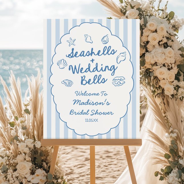 Seashells Wedding Bells Bridal Shower Welcome Sign (Creator Uploaded)