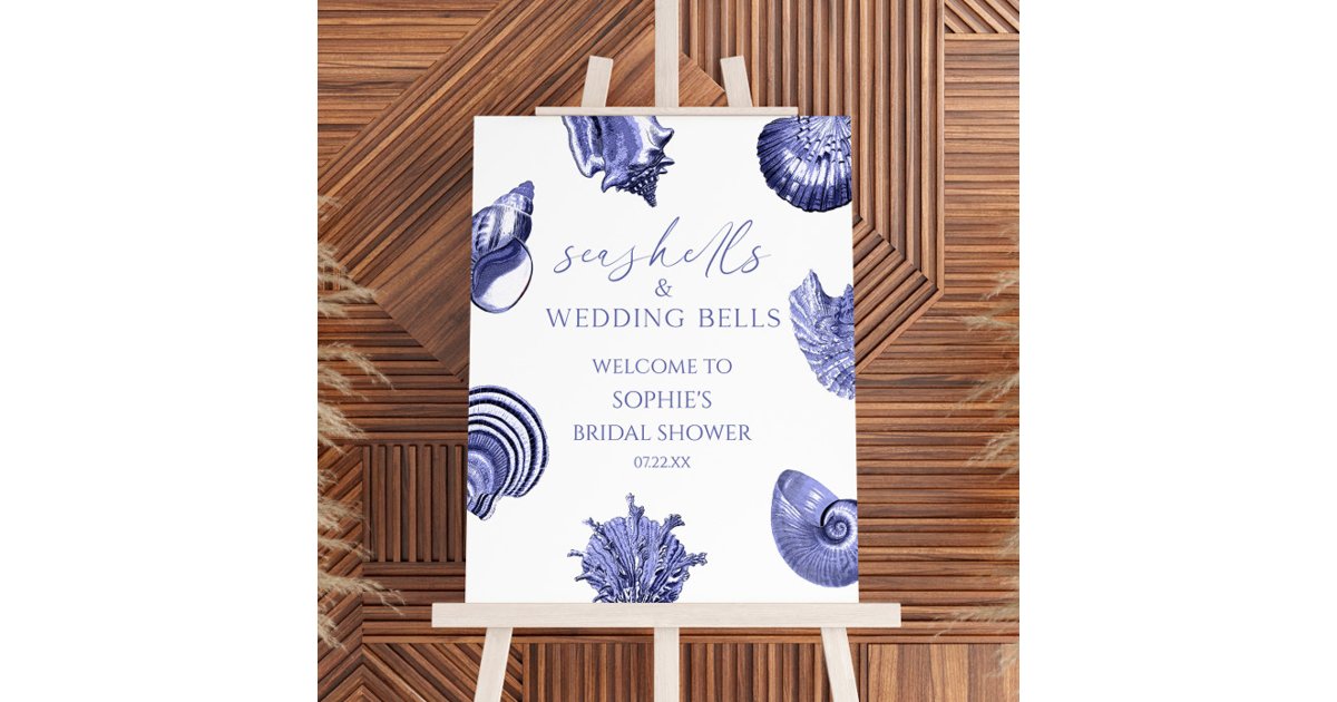 Seashells Wedding Bells Bridal Shower Welcome Sign | Zazzle