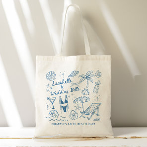 Seashells wedding bells bridesmaids gifts custom tote bag