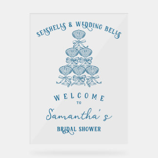 Seashells Wedding Bells Coastal Bachelorette Party Acrylic Sign