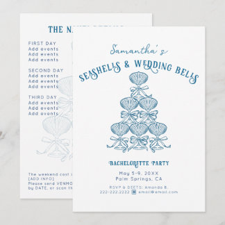 Seashells Wedding Bells Coastal Bachelorette Party Invitation