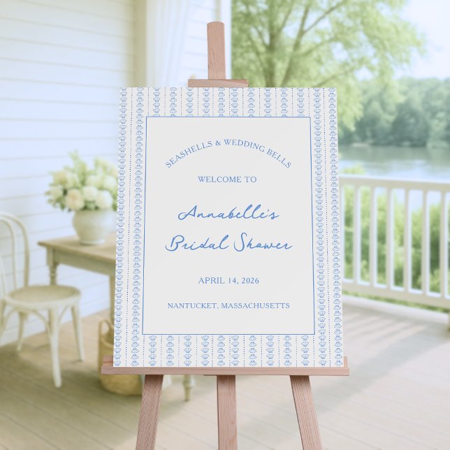 Seashells & Wedding Bells Coastal Bridal Shower  Foam Board (Creator Uploaded)