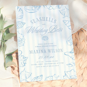 Seashells & Wedding Bells Coastal Bridal Shower Invitation