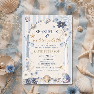 Seashells & Wedding Bells Coastal Bridal Shower Invitation