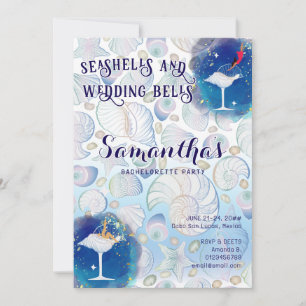 Seashells Wedding Bells Cruise Beach Bachelorette Invitation