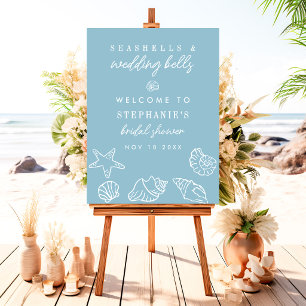 Seashells Wedding Bells Dusty Blue Bridal Shower Foam Board