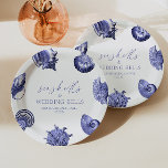 Seashells & Wedding Bells Elegant Bridal Shower  Paper Plates<br><div class="desc">This is a Seashells and Wedding Bells Elegant Ocean Blue Seashells Bridal Shower Welcome Sign!</div>