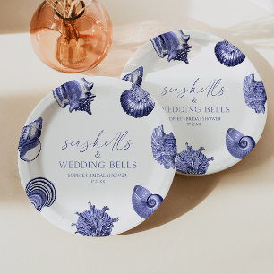 Seashells & Wedding Bells Elegant Bridal Shower  Paper Plates