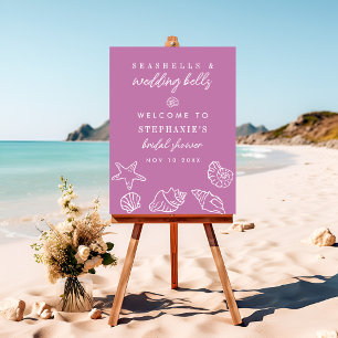 Seashells Wedding Bells Mauve Purple Bridal Shower Foam Board