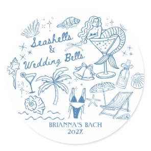 Seashells wedding bells mermaid bachelorette party classic round sticker