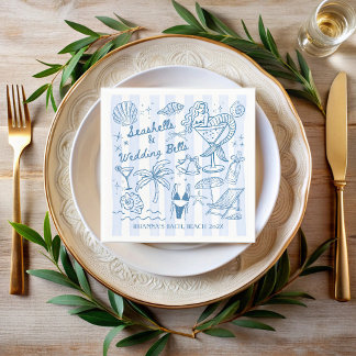 Seashells wedding bells mermaid bachelorette party napkins