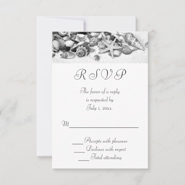 Seashells Wedding RSVP Card (Front)